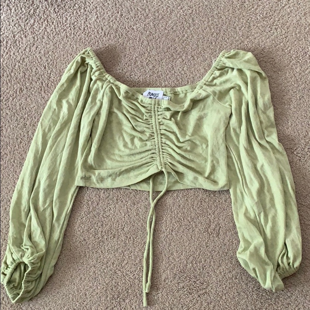 Princess Polly Light Green Off-Shoulder Crop Top